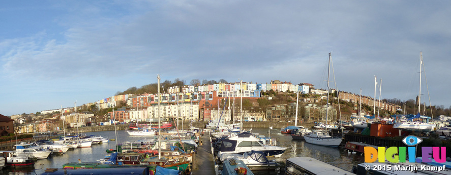 FZ011623-41 Panorama colourful houses from Floating Harbour, Bristol